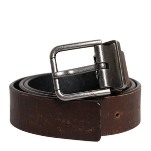 Dolce & Gabbana Brown Solid Leather Classic Waist Buckle Belt