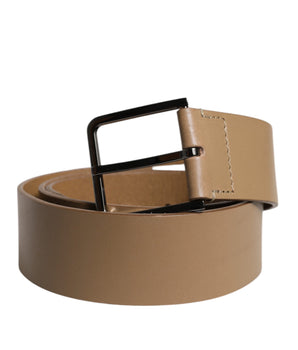 Dolce &amp; Gabbana Brown Leather Classic Metal Logo Buckle Belt
