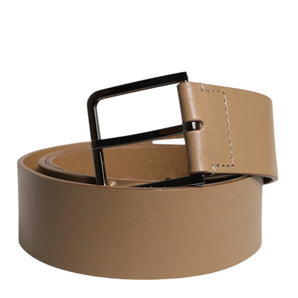 Cinturón con hebilla clásica de metal y logotipo de cuero marrón de Dolce &amp; Gabbana