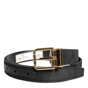 Cinturón clásico con hebilla de logotipo de metal dorado en negro de Dolce &amp; Gabbana