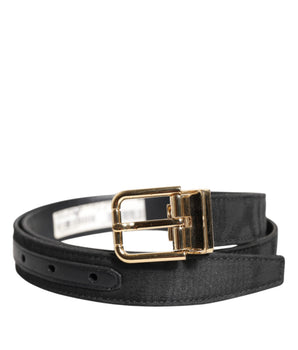 Dolce &amp; Gabbana Black Classic Gold Metal Logo Buckle Belt