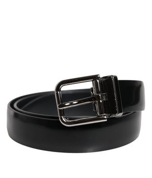 Cinturón clásico con hebilla en cuero negro macizo de Dolce &amp; Gabbana