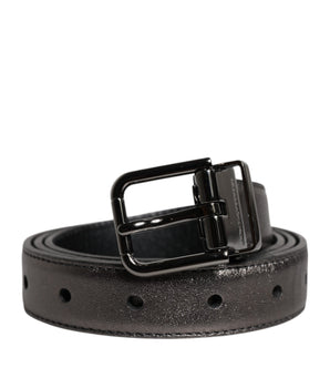 Dolce &amp; Gabbana Black Leather Classic Metal Logo Buckle Belt