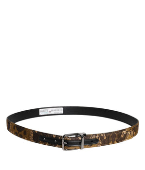 Dolce &amp; Gabbana Multicolor Jacquard Leather Logo Buckle Belt