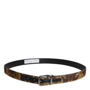 Dolce &amp; Gabbana Cinturón con hebilla y logo en piel jacquard multicolor