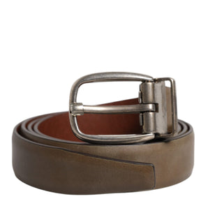 Cinturón con hebilla clásica de metal y logotipo de cuero marrón de Dolce &amp; Gabbana