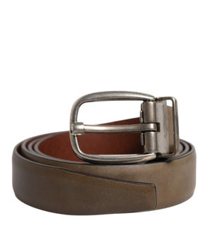 Dolce &amp; Gabbana Brown Leather Classic Metal Logo Buckle Belt