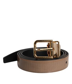 Dolce &amp; Gabbana Brown Leather Classic Metal Logo Buckle Belt