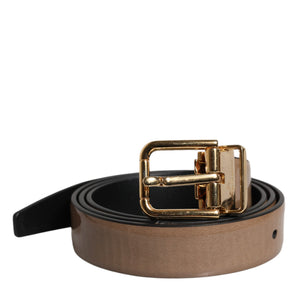 Cinturón con hebilla clásica de metal y logotipo de cuero marrón de Dolce &amp; Gabbana