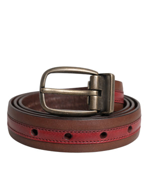Dolce &amp; Gabbana Burgundy Leather Metal Logo Buckle Belt