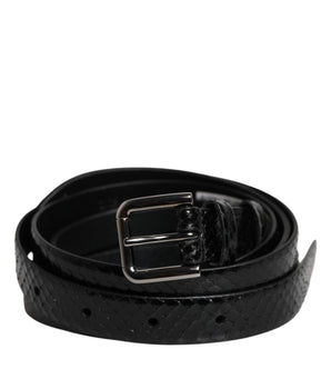 Dolce &amp; Gabbana Black Leather Classic Metal Logo Buckle Belt