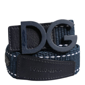 Cinturón de algodón azul y blanco con hebilla metálica y logotipo DG de Dolce &amp; Gabbana