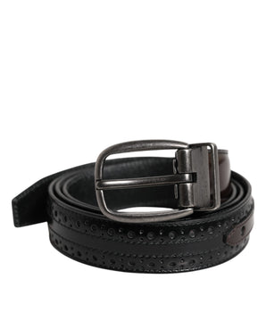 Dolce &amp; Gabbana Black Brown Leather Classic Metal Buckle Belt