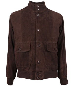 Emilio Romanelli Men's Brown Calfskin Bomber Jacket
