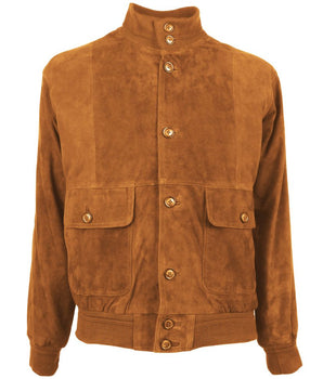 Emilio Romanelli Men's Brown Calfskin Bomber Jacket