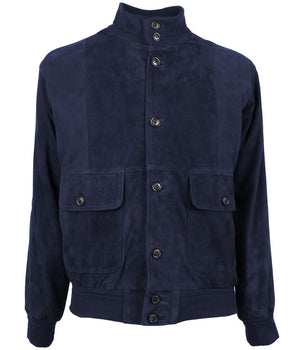 Emilio Romanelli Blue Calfskin Men's Bomber Jacket