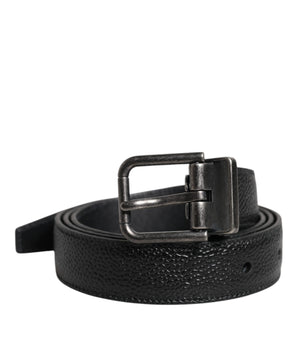 Cinturón clásico con hebilla metálica de piel de becerro negra de Dolce &amp; Gabbana