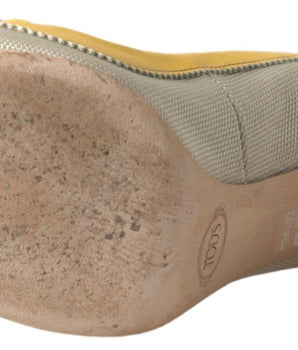 Tod's Yellow Off White Peep Toe Heels Pumps Shoes