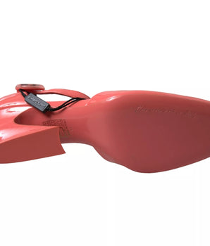 Sandalias de tacón con tiras al tobillo de piel color melocotón de Dolce &amp; Gabbana