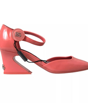 Sandalias de tacón con tiras al tobillo de piel color melocotón de Dolce &amp; Gabbana