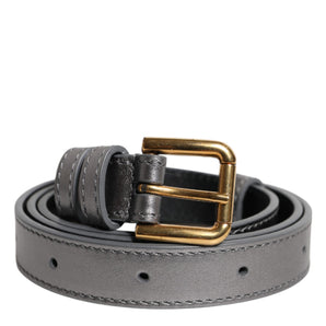 Dolce & Gabbana Silver Logo Engraved Metal Waist Buckle Belt