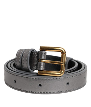 Cinturón con hebilla de metal grabada con el logotipo plateado de Dolce &amp; Gabbana