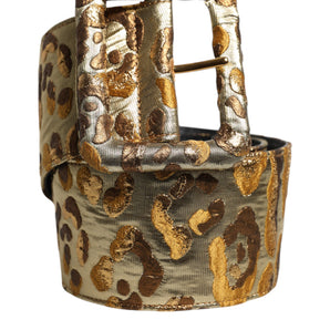 Dolce & Gabbana Gold Spotted Jacquard Fabric Wide Waist Belt