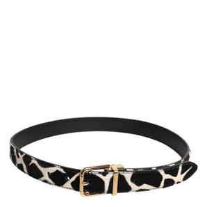 Dolce & Gabbana Brown White Pony Leather Metal Buckle Belt