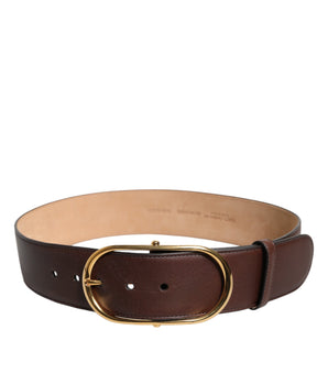 Dolce & Gabbana Brown Leather Waist Gold Metal Buckle Belt
