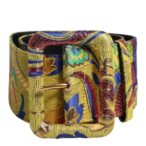 Dolce & Gabbana Multicolor Floral Jacquard Wide Waist Belt