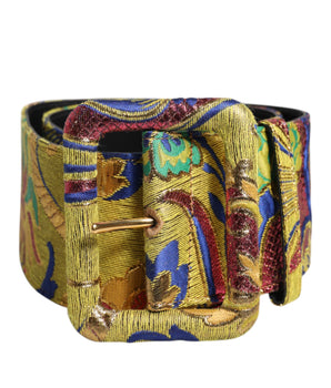 Dolce & Gabbana Multicolor Floral Jacquard Wide Waist Belt