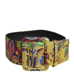 Dolce & Gabbana Multicolor Floral Jacquard Wide Waist Belt