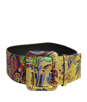 Dolce & Gabbana Multicolor Floral Jacquard Wide Waist Belt