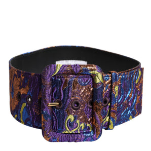 Dolce & Gabbana Multicolor Floral Jacquard Lurex Wide Waist Buckle Belt