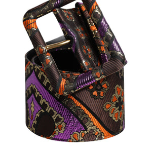 Dolce & Gabbana Multicolor Floral Jacquard Lurex Wide Waist Buckle Belt