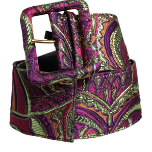 Dolce & Gabbana Multicolor Floral Jacquard Wide Waist Belt