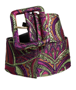 Dolce & Gabbana Multicolor Floral Jacquard Wide Waist Belt