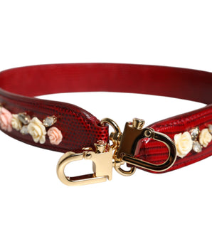Bolso Dolce &amp; Gabbana de piel roja con detalle floral y correa para el hombro
