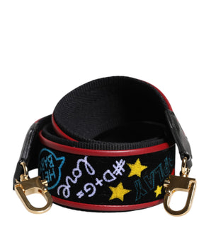 Correa de hombro para bolso de algodón estampado negro de Dolce &amp; Gabbana