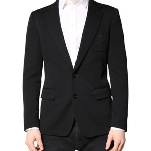 Dolce & Gabbana Black Wool Slim Fit Coat Blazer Jacket Suit