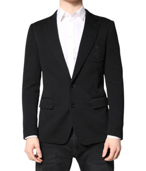 Dolce &amp; Gabbana Black Wool Slim Fit Coat Blazer Jacket Suit