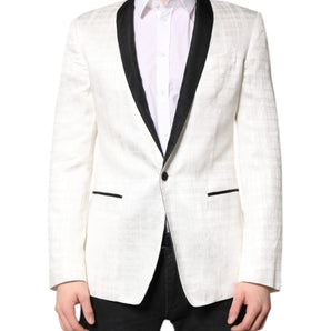 Dolce & Gabbana White Black Single Breasted Coat Blazer Suit