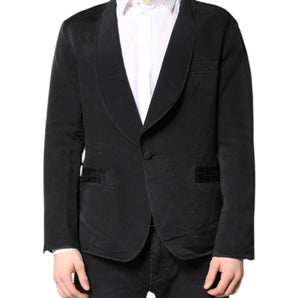 Dolce & Gabbana Black Silk Single Breasted Coat Blazer Suit