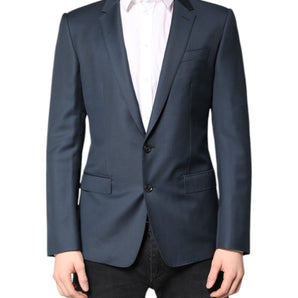 Dolce & Gabbana Blue Single Breasted Men Coat MARTINI Blazer