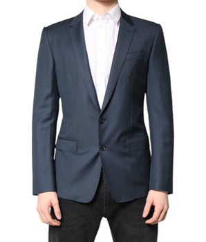 Dolce &amp; Gabbana Blue Single Breasted Men Coat MARTINI Blazer