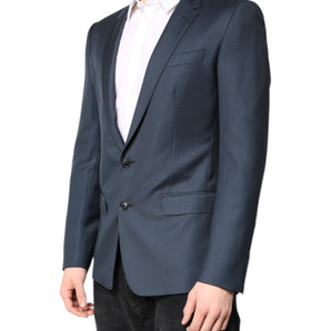 Dolce & Gabbana Blue Single Breasted Men Coat MARTINI Blazer