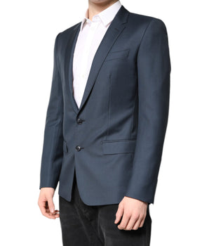 Dolce &amp; Gabbana Blue Single Breasted Men Coat MARTINI Blazer