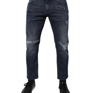 Dolce & Gabbana Blue Cotton Stretch Skinny Men Denim Jeans