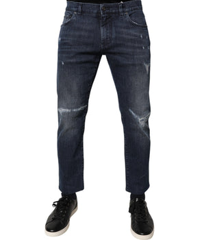 Dolce &amp; Gabbana Blue Cotton Stretch Skinny Men Denim Jeans