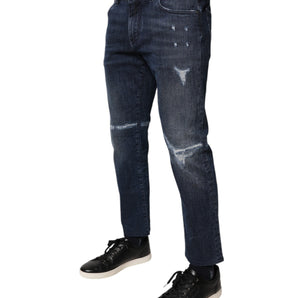 Dolce & Gabbana Blue Cotton Stretch Skinny Men Denim Jeans